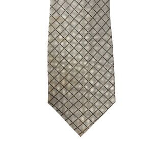 Valerio Garati Men's Silk Tie Champagne Gold Black Geometric Diamond Grid NEW